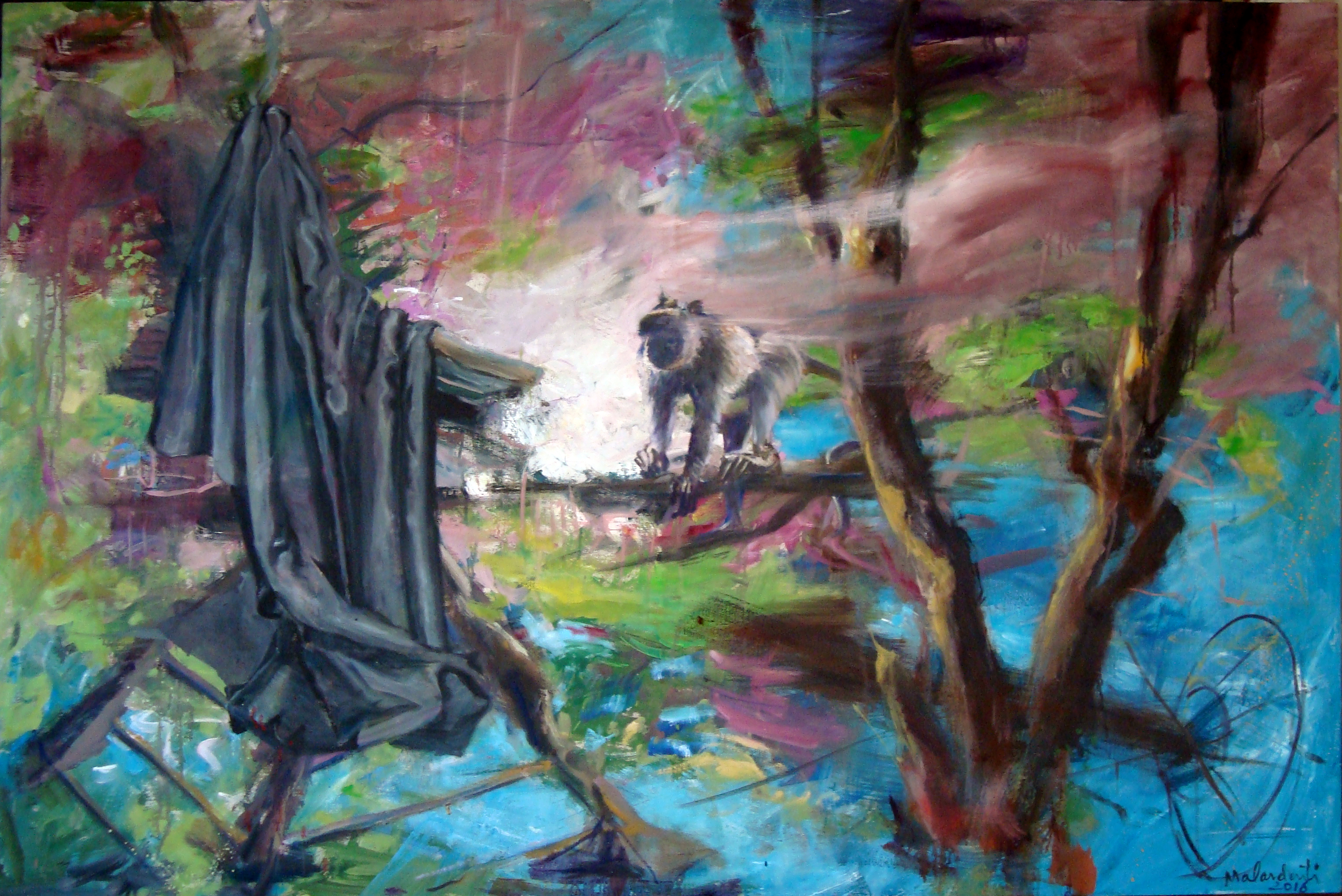 Horizons d'énigme-Oublié n°1, 2016, mixte sur toile, 130 x 195 cm