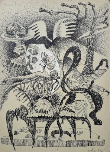 Saint Jean Baptiste, pourquoi pas, 2025, encre sur papier teinté, 32 x25 cm