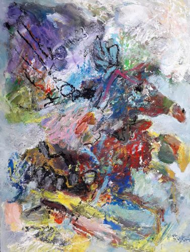 Le petit cheval tout mignon, huile et pastel sur isorel, 42 x 30 cm