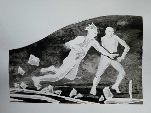 Les pierres 1, 2026, encre sur papier, 25x32 cm