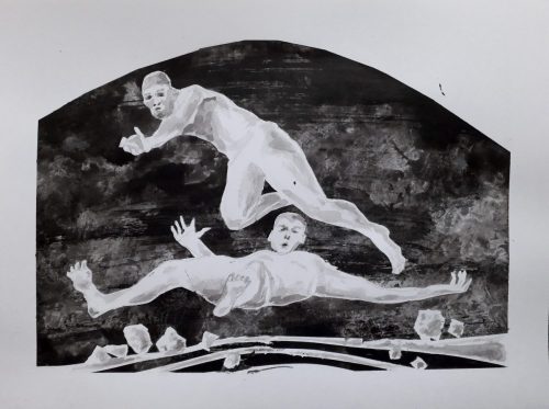 Les pierres 3, 2026, encre sur papier, 25x 32 cm