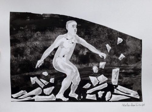 Les pierres 4, 2026, encre sur papier, 25x 32 cm