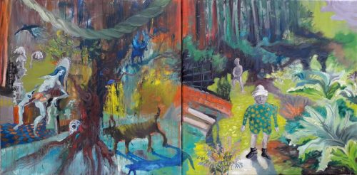 Anachronisme, 2026, huile sur toiles, 100 x 50 cm