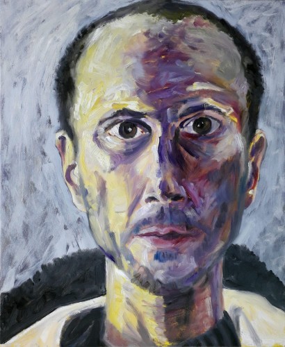 Autoportrait au fond gris - 2023 - mixte sur toile - 62 x 50 cm