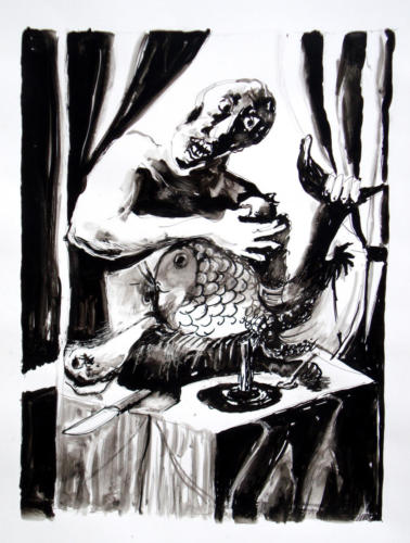 Bacchus, 2008, encre sur papier, 42x30 cm