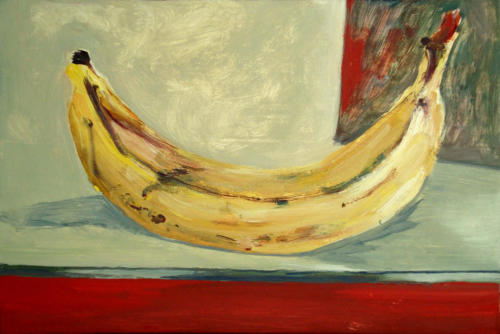Banane cherche son caractère bananesque, 2013, huile sur isorel, 21x32 cm