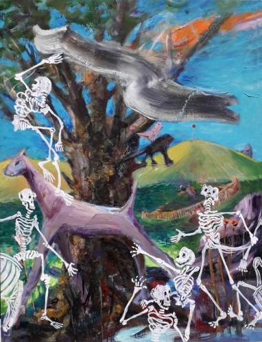 Danse autour d'un arbre - 2020-2023 - mixte sur toile - 134 x 102 cm