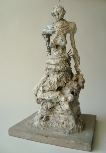D'après Rodin,  2017, bois, plâtre, métal, 145 x 30 x 30 cm 