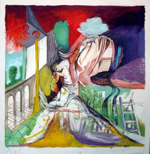 Descente de croix, 2008 à 2012, huile sur papier, 105x105 cm