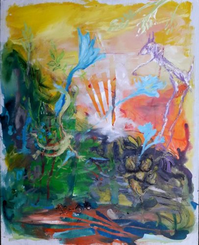 Improvisation 2- 2026  - encre et huile sur isorel - 50 x 40 cm