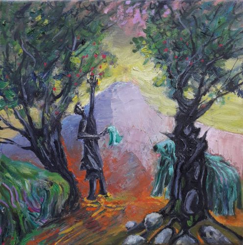 La cueillette - 2026 - huile sur toile - 30 x 30 cm
