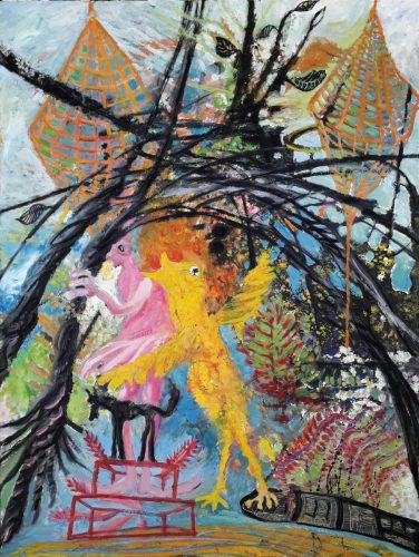 La vengeance de l'arbre à mouette -2024-2025 - mixte sur isorel - 80 x 60 cm 