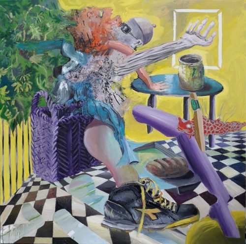 La vie en chantier - 2026 - huile sur toile - 80 x 80 cm