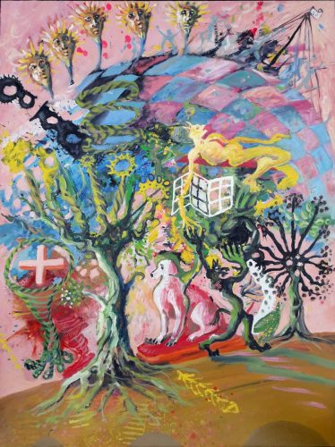 Le faune alangui - 2024-2025 - mixte sur isorel - 80 x 60 cm