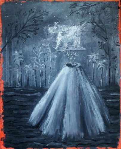 Le veau en lévitation - 2026 - huile sur toile - 32 x 25 cm