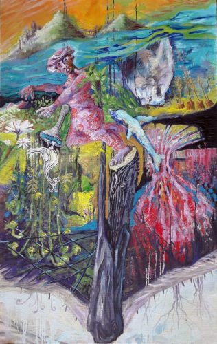 L'homme qui gravite - 2026 - mixte sur toile - 158 x 100 cm 2