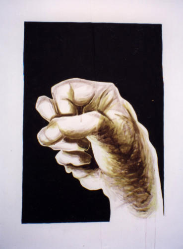 Main fermée, 1999, encre mixte sur toile, 160x125 cm