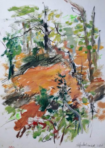 Moulin Neuf 1 - 2026 - huile et fusain sur papier - 42 x 30 cm