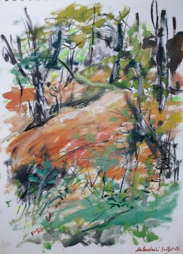 Moulin Neuf 2 - 2026 - huile et fusain sur papier - 42 x 30 cm