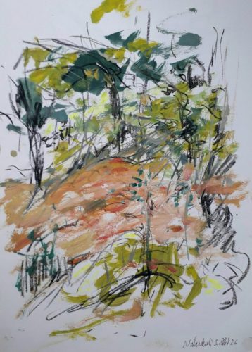 Moulin Neuf 3 - 2026 - huile et fusain sur papier - 42 x 30 cm
