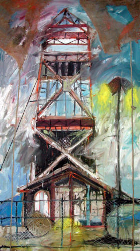 Paysage à la tour, 2003, sur toile, 240x120 cm